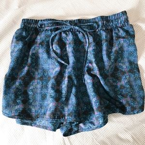 blue patterned shorts